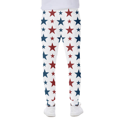 Red And Blue USA Star Pattern Print Scuba Joggers