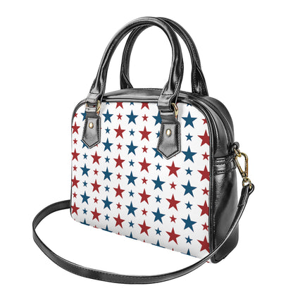 Red And Blue USA Star Pattern Print Shoulder Handbag