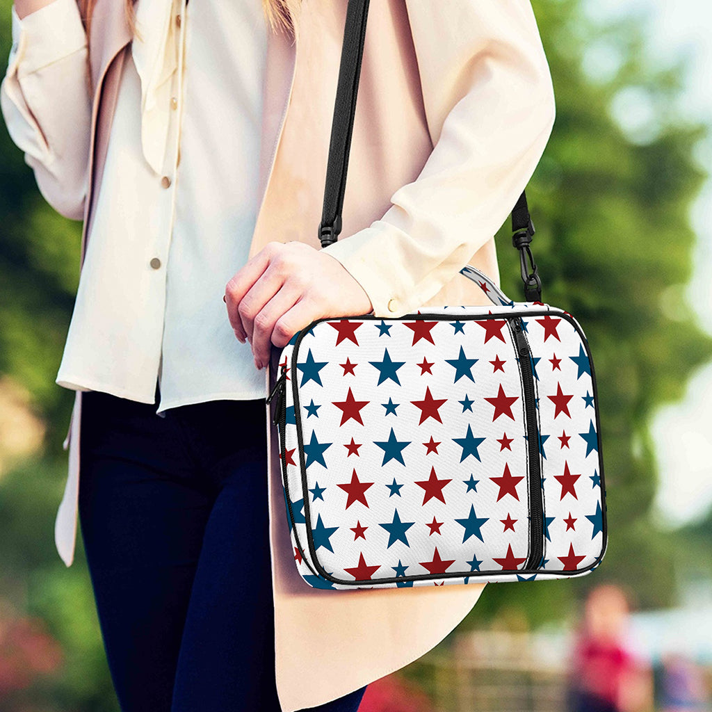 Red And Blue USA Star Pattern Print Shoulder Strap Bible Bag