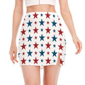 Red And Blue USA Star Pattern Print Side Slit Mini Skirt