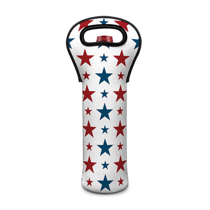 Red And Blue USA Star Pattern Print Single Neoprene Wine Tote