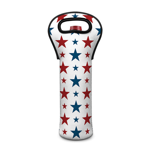 Red And Blue USA Star Pattern Print Single Neoprene Wine Tote