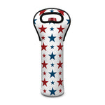 Red And Blue USA Star Pattern Print Single Neoprene Wine Tote