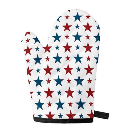 Red And Blue USA Star Pattern Print Single Oven Mitt