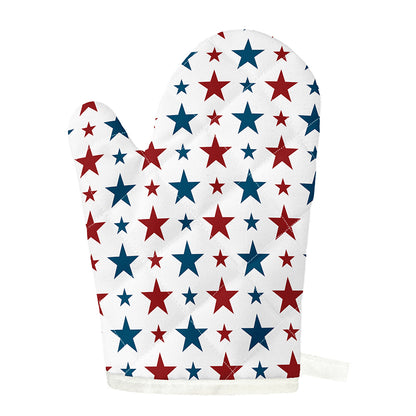 Red And Blue USA Star Pattern Print Single Oven Mitt