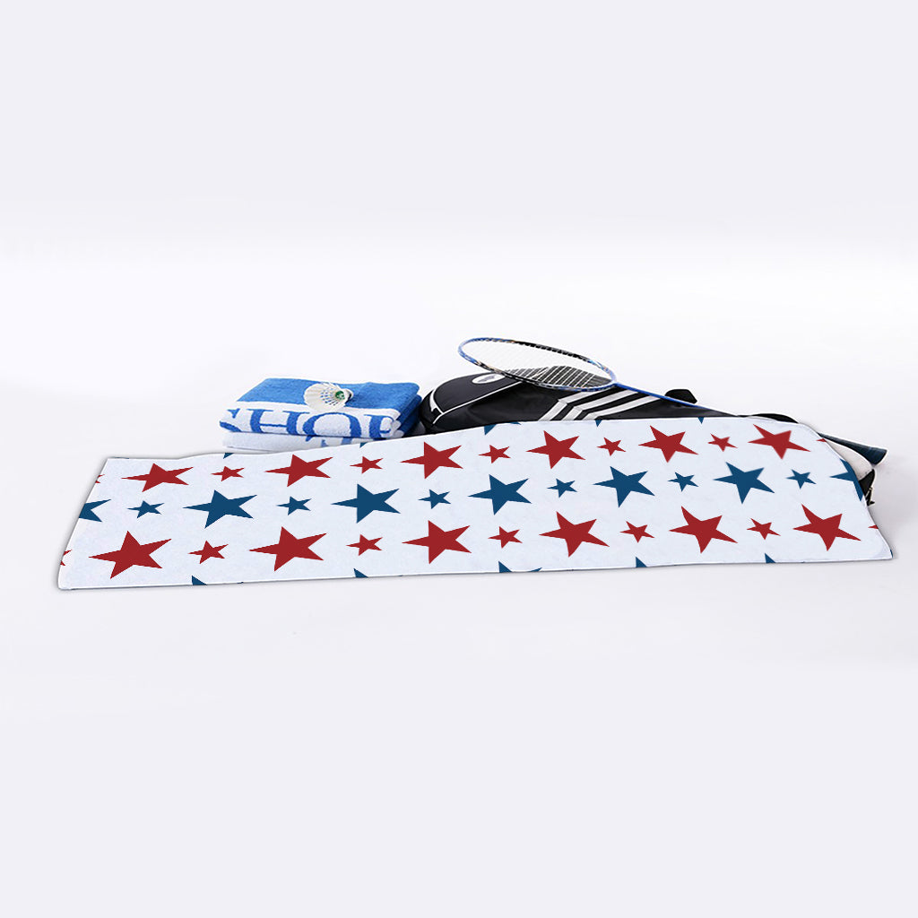 Red And Blue USA Star Pattern Print Sports Towel