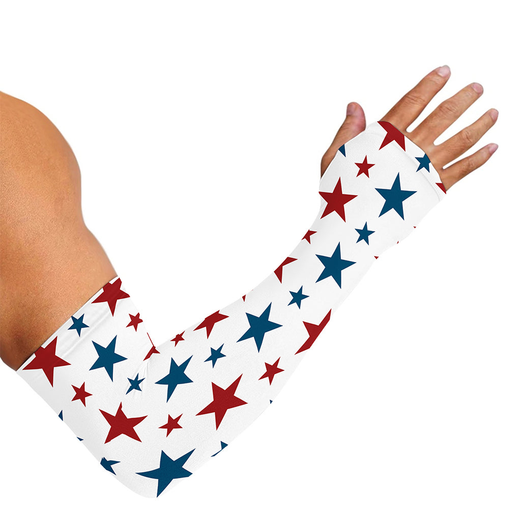 Red And Blue USA Star Pattern Print Sun Protection Arm Sleeves