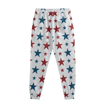 Red And Blue USA Star Pattern Print Sweatpants