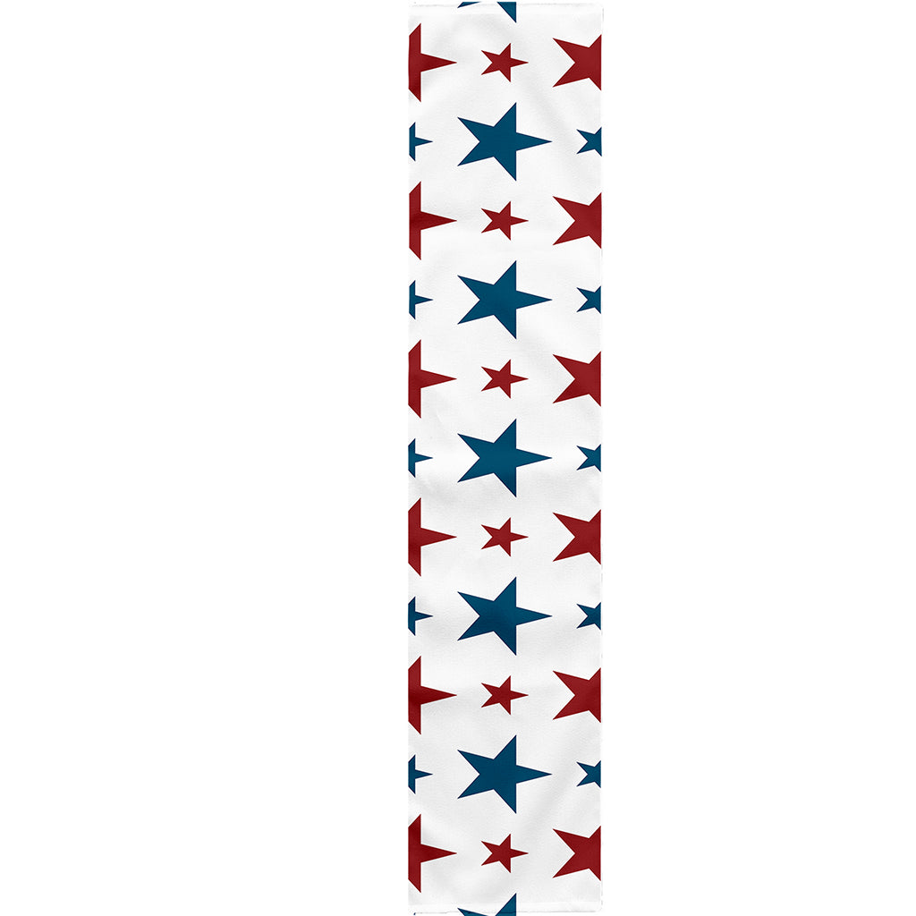 Red And Blue USA Star Pattern Print Table Runner