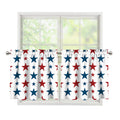 Red And Blue USA Star Pattern Print Tier Curtains