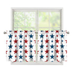 Red And Blue USA Star Pattern Print Tier Curtains
