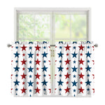 Red And Blue USA Star Pattern Print Tier Curtains