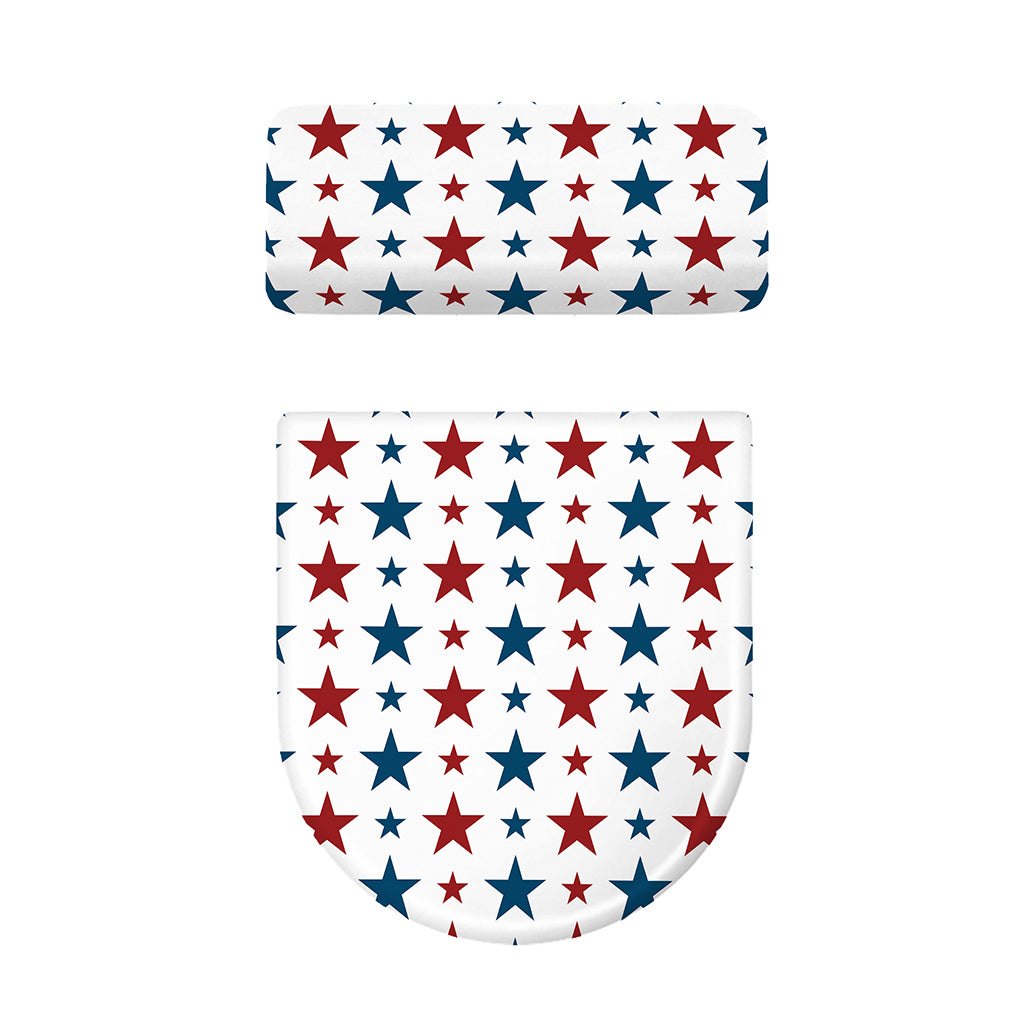 Red And Blue USA Star Pattern Print Toilet Lid And Tank Cover Set