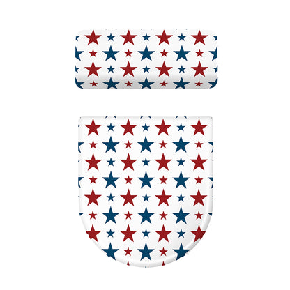 Red And Blue USA Star Pattern Print Toilet Lid And Tank Cover Set
