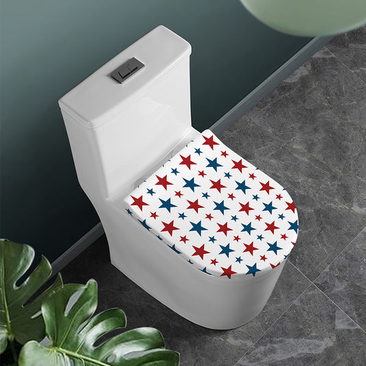 Red And Blue USA Star Pattern Print Toilet Lid Cover