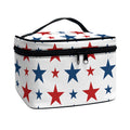 Red And Blue USA Star Pattern Print Travel Makeup Bag