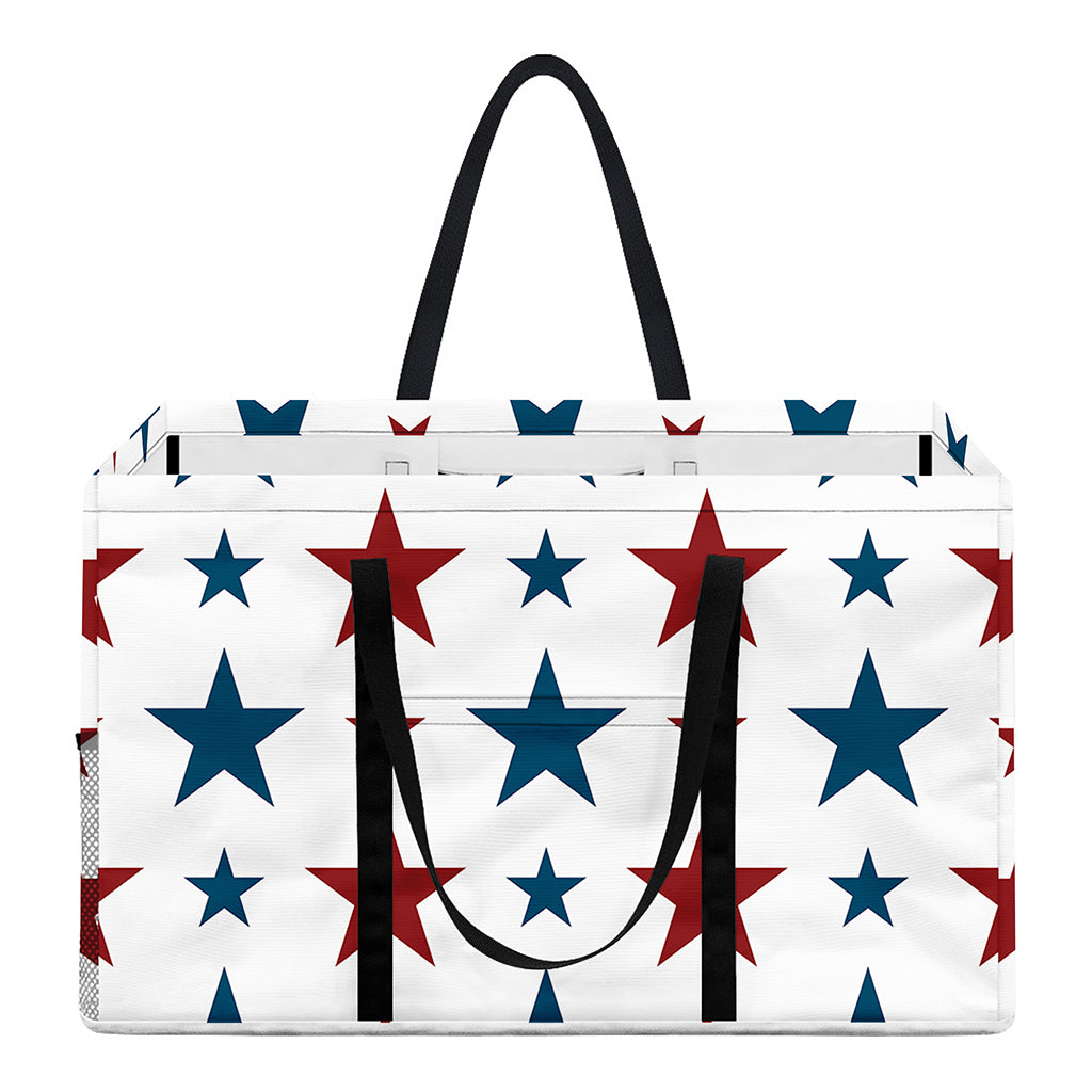 Red And Blue USA Star Pattern Print Utility Tote Bag