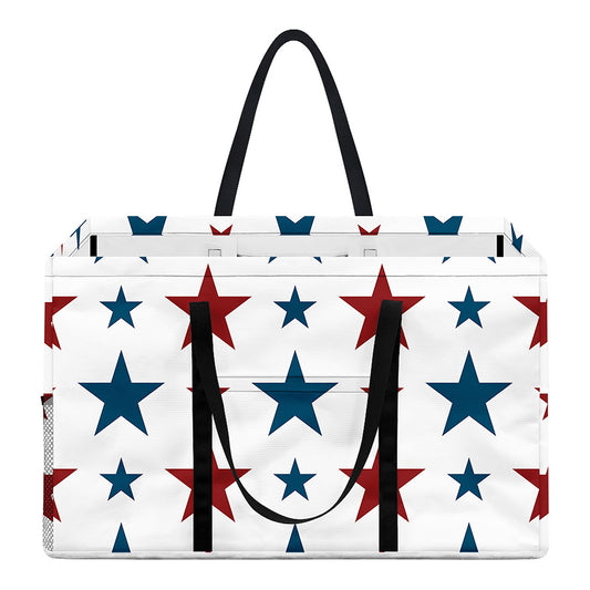 Red And Blue USA Star Pattern Print Utility Tote Bag