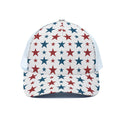 Red And Blue USA Star Pattern Print White Mesh Trucker Hat