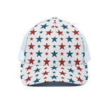 Red And Blue USA Star Pattern Print White Mesh Trucker Cap