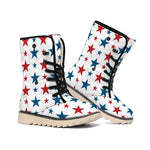 Red And Blue USA Star Pattern Print Winter Boots