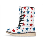 Red And Blue USA Star Pattern Print Winter Boots