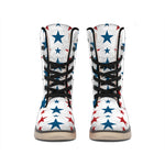 Red And Blue USA Star Pattern Print Winter Boots