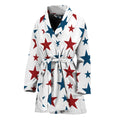 Red And Blue USA Star Pattern Print Women's Bathrobe