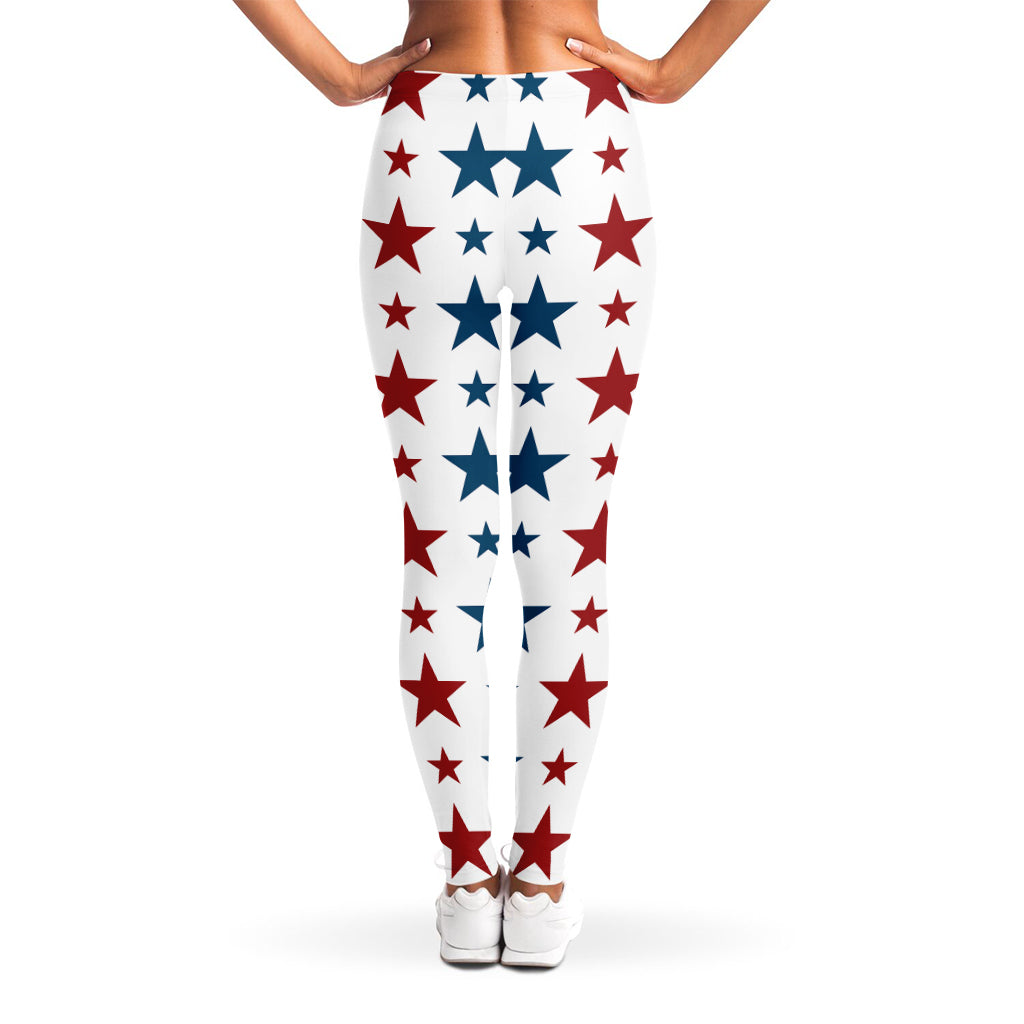 Red And Blue USA Star Pattern Print Women's Leggings