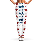 Red And Blue USA Star Pattern Print Women's Leggings