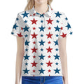 Red And Blue USA Star Pattern Print Women's Polo Shirt