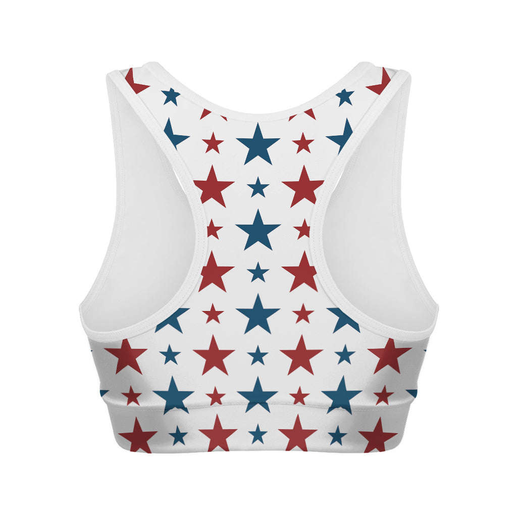 Red And Blue USA Star Pattern Print Women's Sports Bra