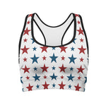 Red And Blue USA Star Pattern Print Women's Sports Bra
