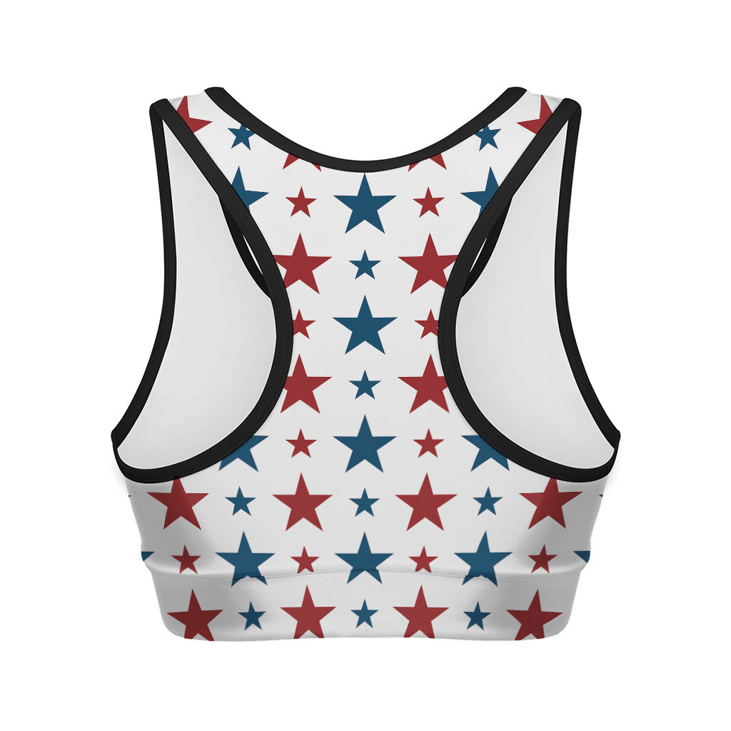 Red And Blue USA Star Pattern Print Women's Sports Bra