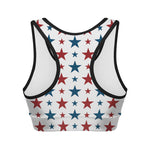 Red And Blue USA Star Pattern Print Women's Sports Bra