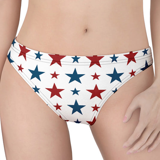 Red And Blue USA Star Pattern Print Women's Thong