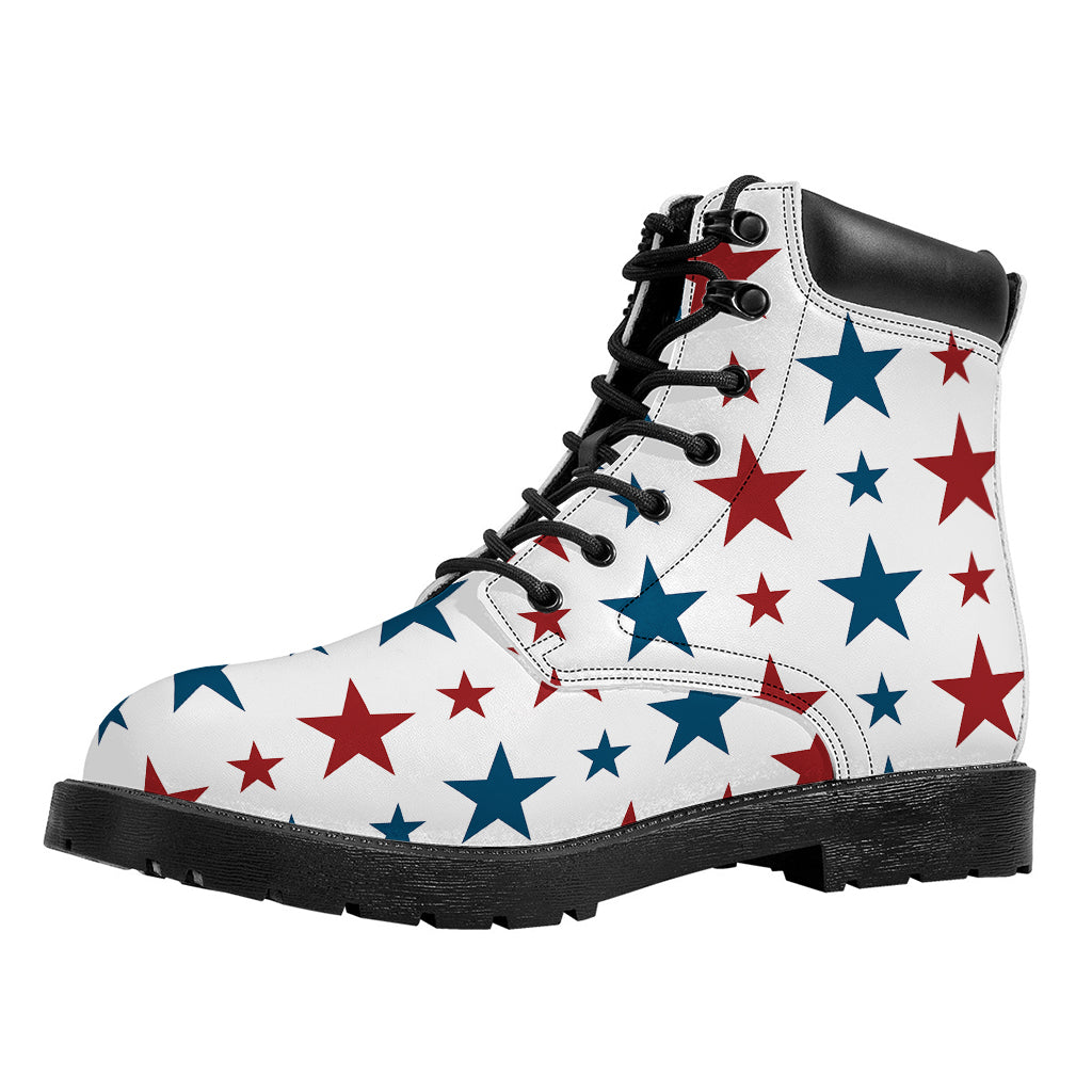 Red And Blue USA Star Pattern Print Work Boots