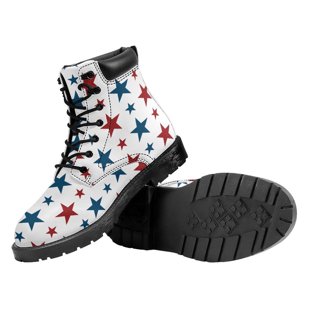Red And Blue USA Star Pattern Print Work Boots