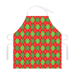 Red And Green Argyle Pattern Print Adjustable Apron