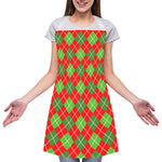 Red And Green Argyle Pattern Print Adjustable Apron