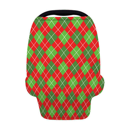 Red And Green Argyle Pattern Print Baby Seat Cover