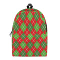 Red And Green Argyle Pattern Print School Backpack