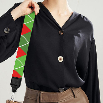 Red And Green Argyle Pattern Print Bag Strap