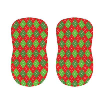 Red And Green Argyle Pattern Print Bar Stool Covers