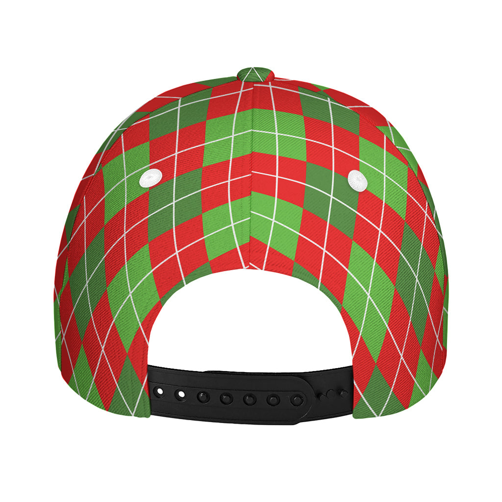 Red And Green Argyle Pattern Print Baseball Cap