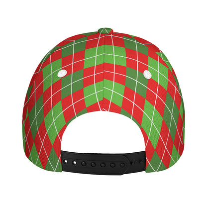Red And Green Argyle Pattern Print Baseball Cap