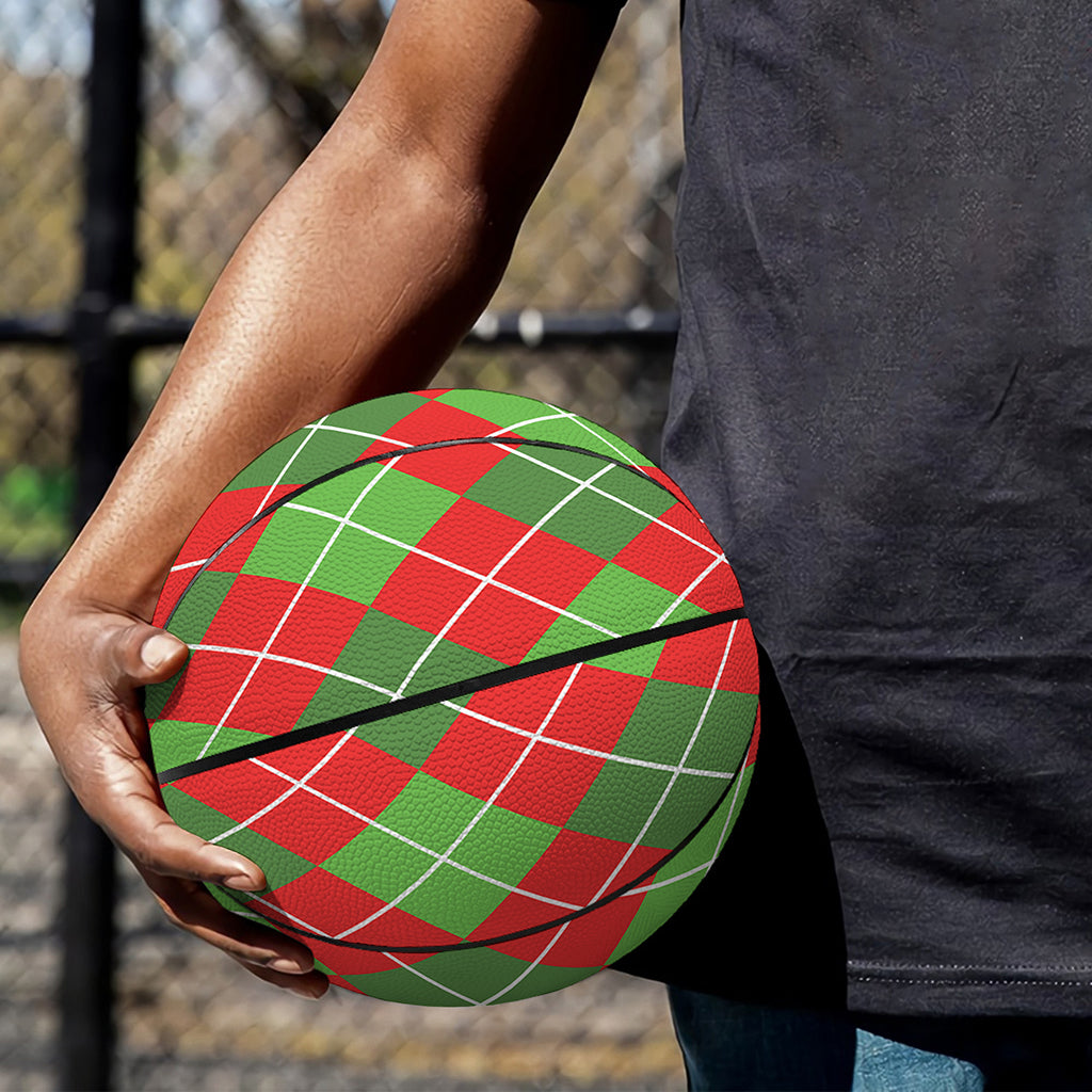 Red And Green Argyle Pattern Print Basketball