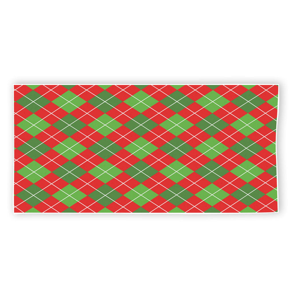 Red And Green Argyle Pattern Print Beach Towel