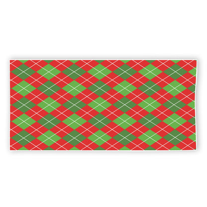 Red And Green Argyle Pattern Print Beach Towel