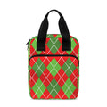 Red And Green Argyle Pattern Print Bible Tote Bag